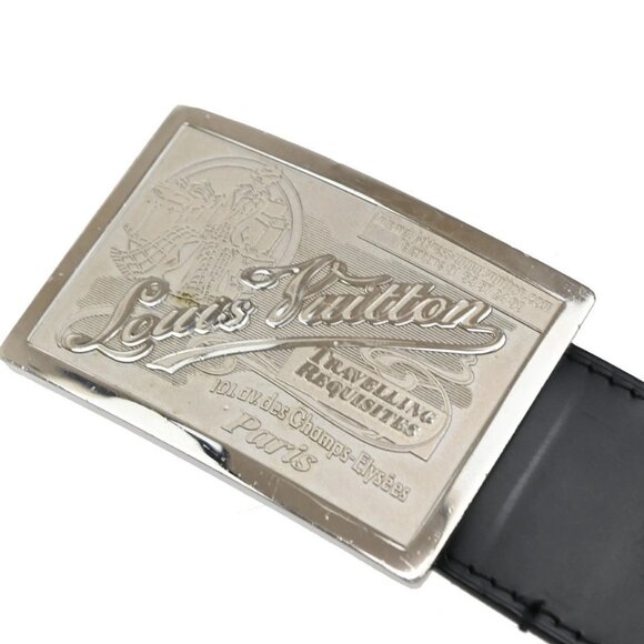 LOUIS VUITTON Logo Ceinture Jeans Belt Leather Black Silver Spain M6812 64KB381 - Picture 13 of 14